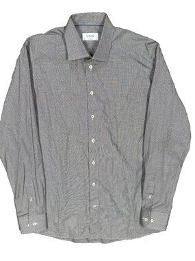 ETON Contemporary Dress Shirt Poplin Cotton Box Long Sleeve Grey 16.5 Large